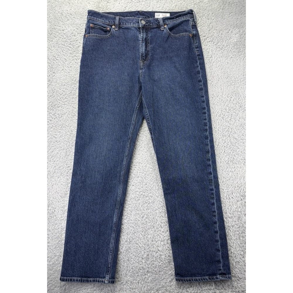 GAP Women's 14 32R 90s Straight Jeans High Rise Medium Wash Blue Denim Retro Mom
